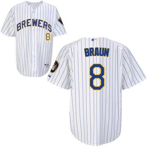 Ryan Braun #8 MLB Jersey-Milwaukee Brewers Men's Authentic Alternate Home White Baseball Jersey